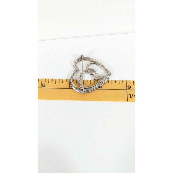 Heart Shaped Silver Toned Red Enamel  Multi Heart Brooch Pin - Love Valentine's - Picture 9 of 9